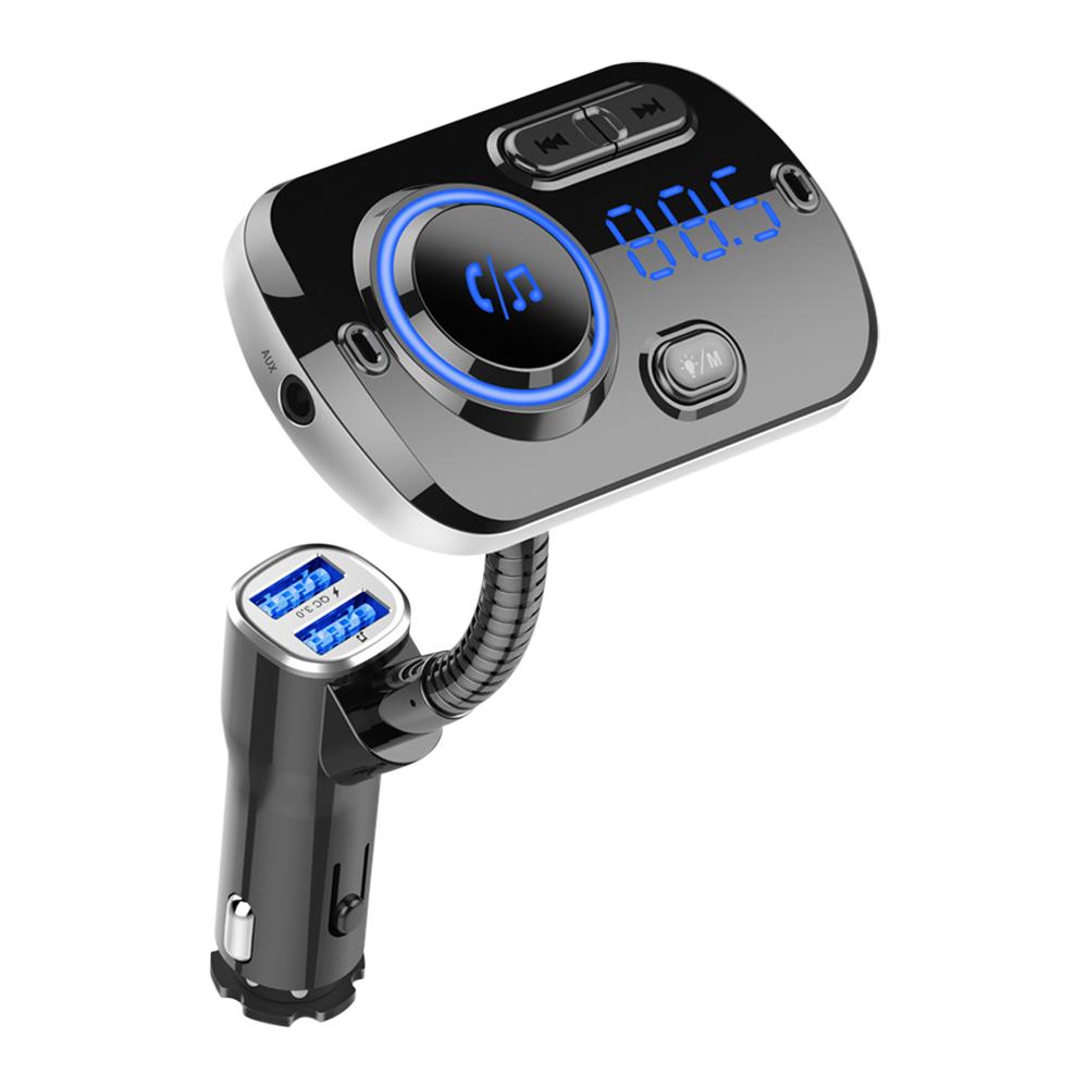 12V 24V Car Bluetooth-compatible Mp3 Hands-Free Player Qc3.0 Fast Charger Fm Transmitter Ambient Light Navigation Voice Prompts