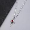 Alloy Rose Crucifix Pendant Necklace For Everyday Wear Religious Symbol Jewelry Gift With Adjustable Chain Design