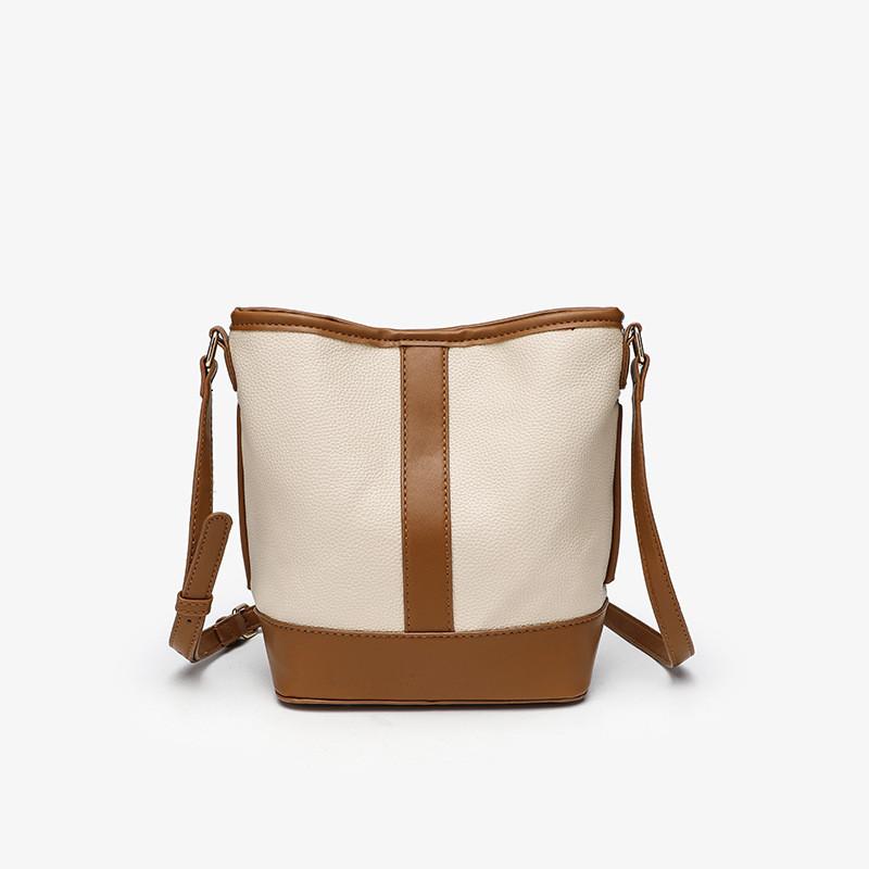 IELGY Ladies Bucket Bag Retro Fashion Simple Korean Version All-Match Stitching Messenger Bag