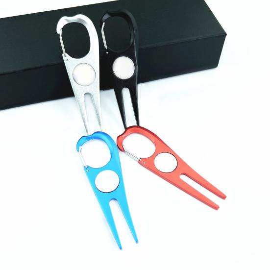 Golf Divot Repair Tool Aluminum Alloy Green Fork with Magnetic Ball Marker Golf Accessories for Men Women Golfers