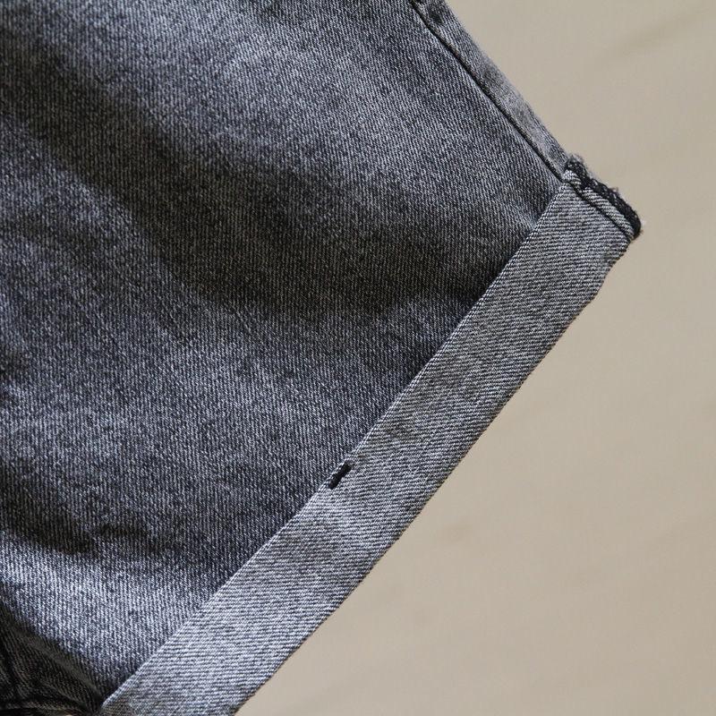 Women's Smoke Gray High-Waist Denim Shorts - Summer 2021 Korean Style, Slimming A-Line With Rolled Hem