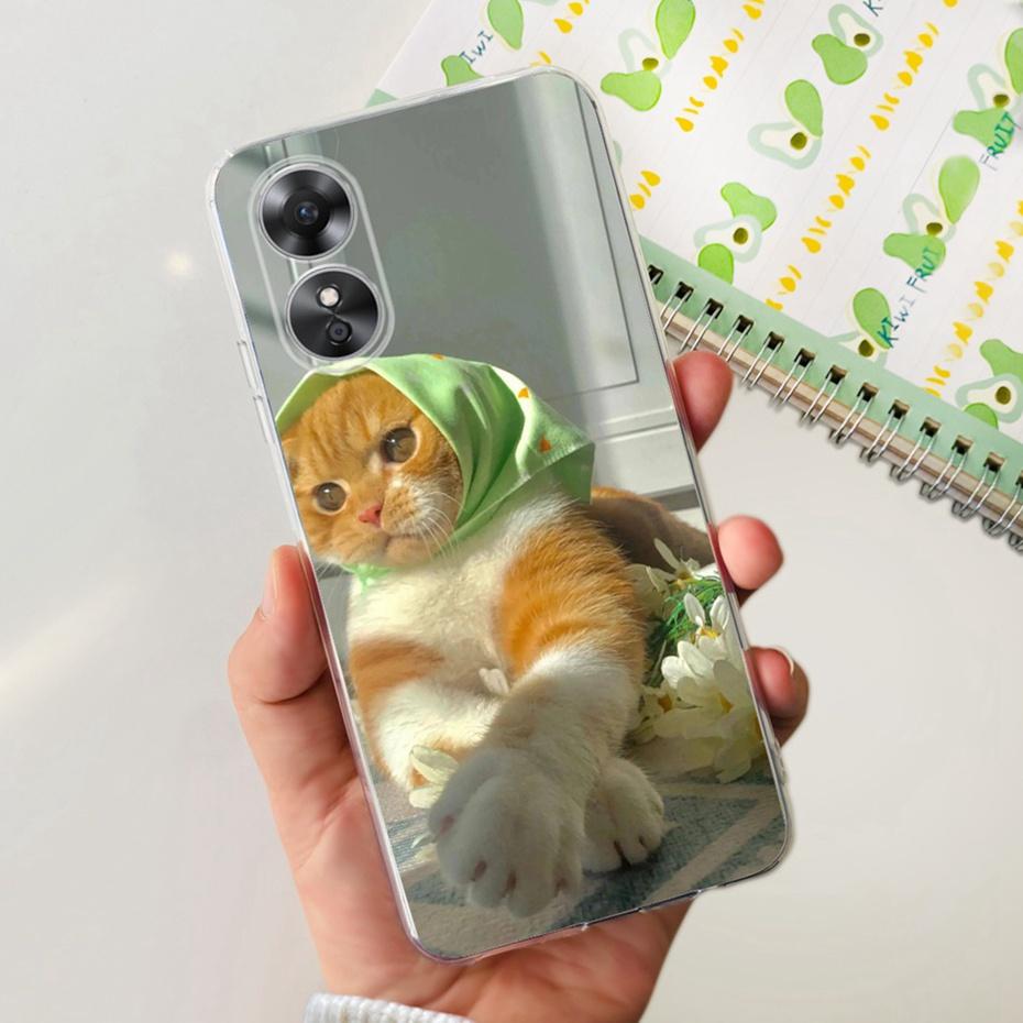Schöne Hülle mit Aufdruck für OPPO A17 (CPH2477) Weiche Silikon-TPU-Rückabdeckung für Oppo A17 A 17 4G Handyhüllen