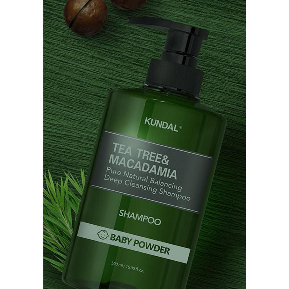 Kundal Tea Tree & Macadamia Deep Cleansing Shampoo Baby Powder Scent, 1.058L, 2 ea.