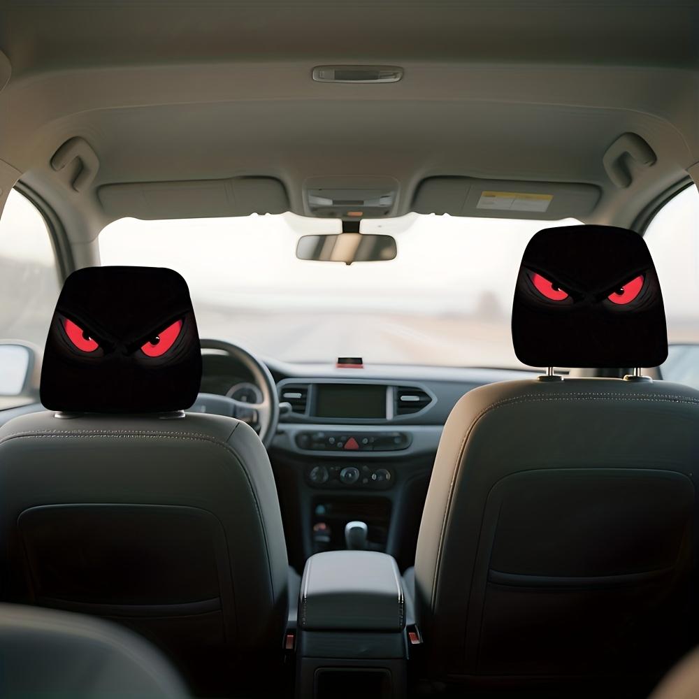 Red Devil Eye Pattern Seat Headrest Covers, Fashionable and Unique Design, Enhances In- Ambiance, Suitable for Daily Driving and Long-Distance Travel