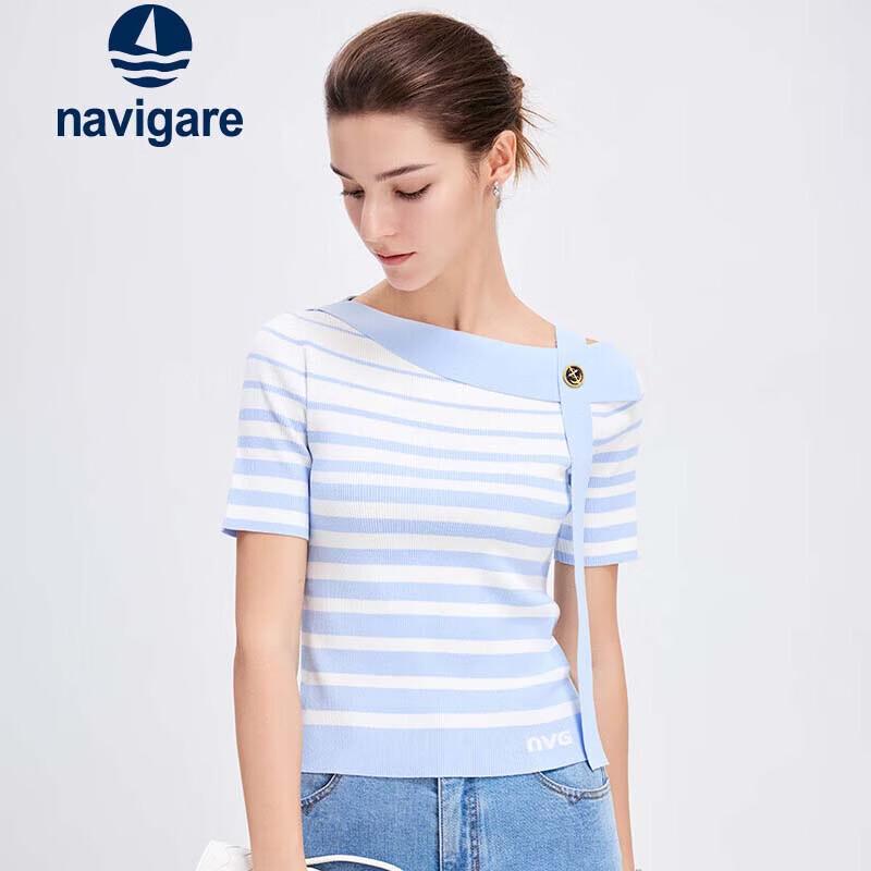 Navigare Women s Striped Casual Polo T-Shirt S