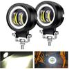 Kairiyard 3Inch LED Motorcycle Driving Lights 60W 6000K Auxiliary Spotlights With DRL/Angel Eye Off Road Light Pod 6000Lm LED Fog Work Light For