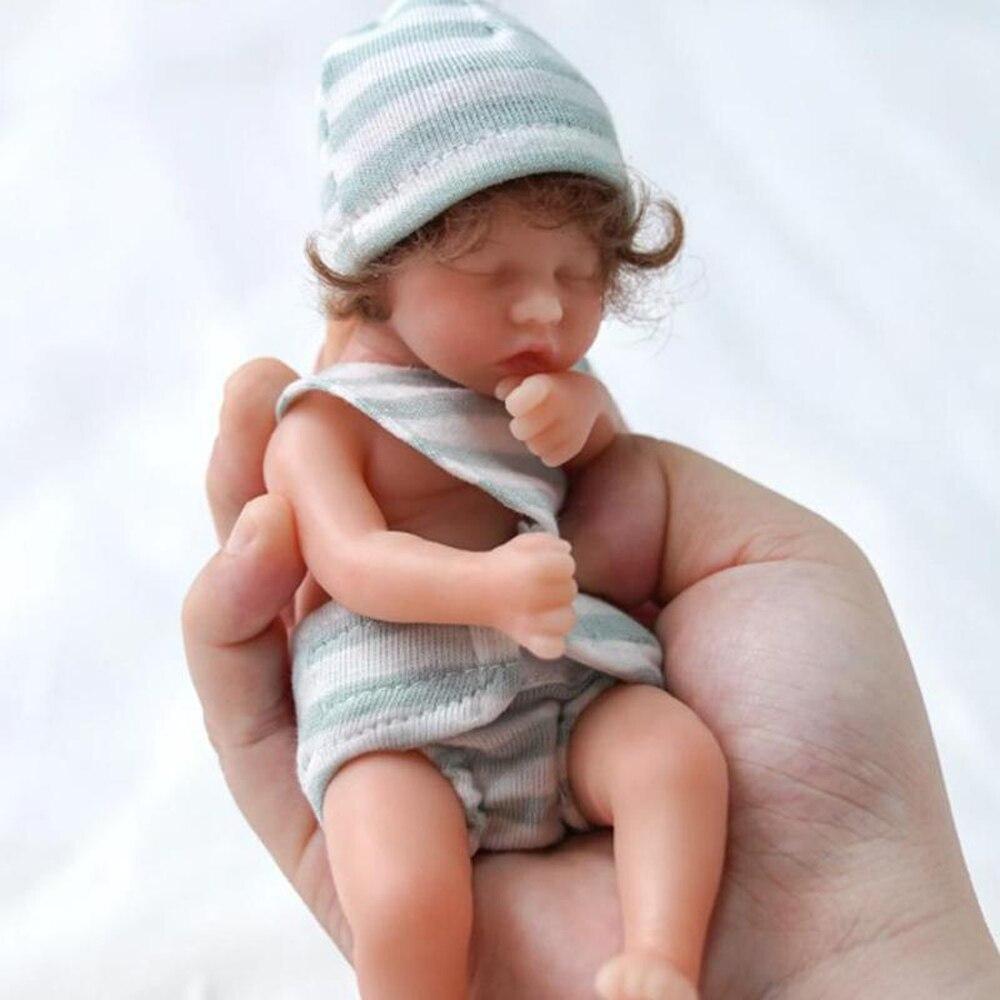 Boy Reborn Baby Dolls Silicone Smile Baby Doll Lifelike Mini Newborn Doll Anti-Stress Lifelike 3D Skin Tone Toy Gift