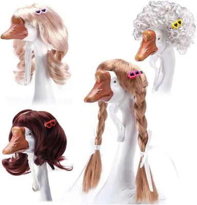 Porch Goose Outfit Costume 4 Pieces with Braid Wig Cute Lawn Goose Statue Hair Clip Included for Outdoor Halloween Decorations