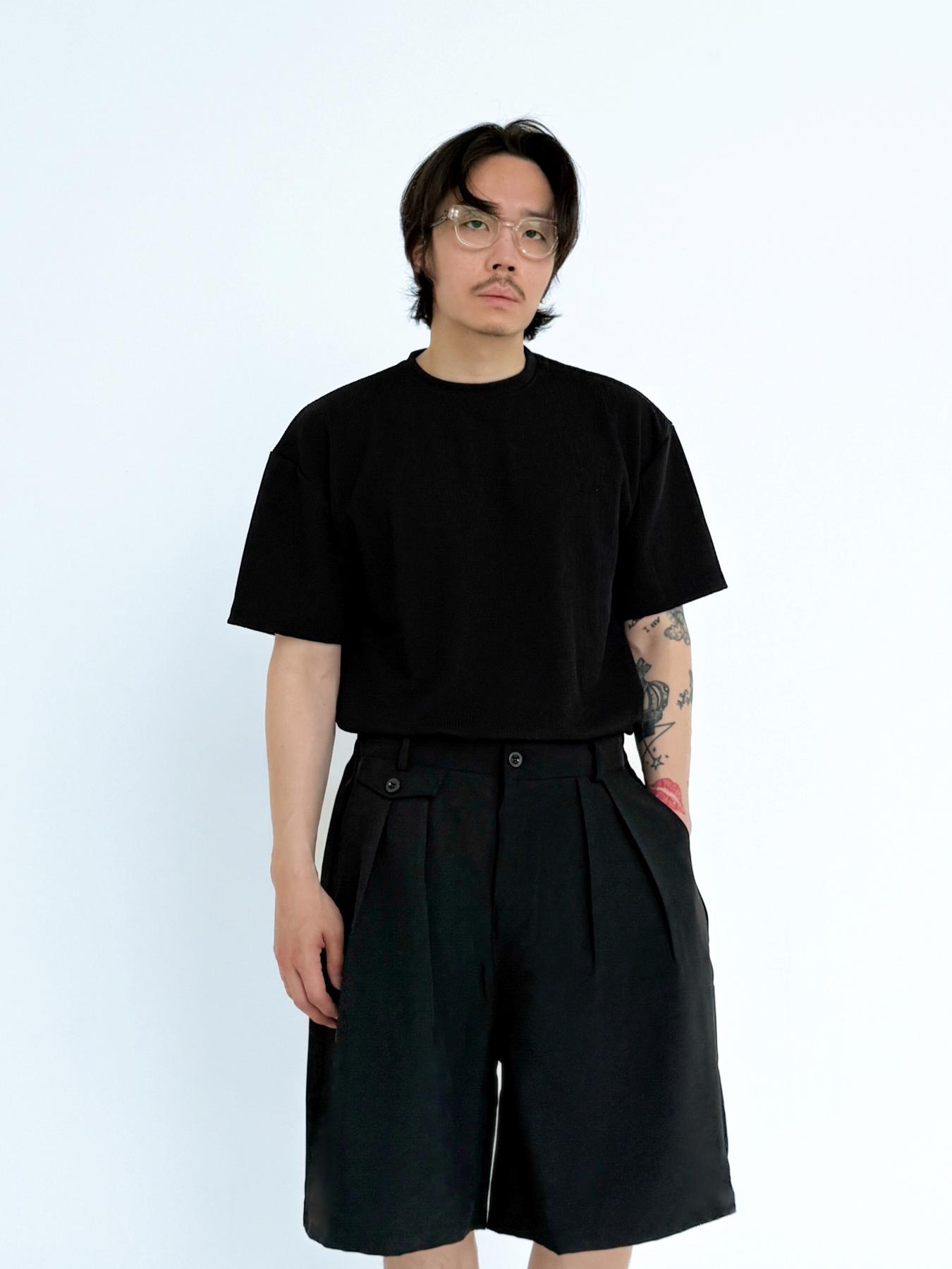 Over The War Seersucker Short Sleeve Unisex Plain Tee Black/M