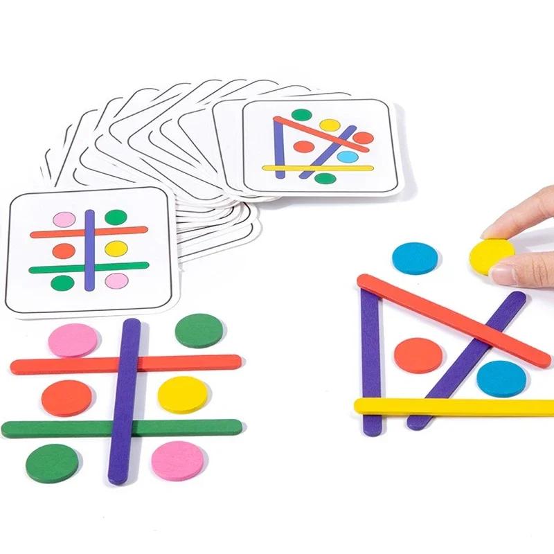 Puzzle Montessori per bambini, gioco di puzzle 3D in legno, bastoncino tangram, forma geometrica ad anello, giocattoli educativi per bambini piccoli