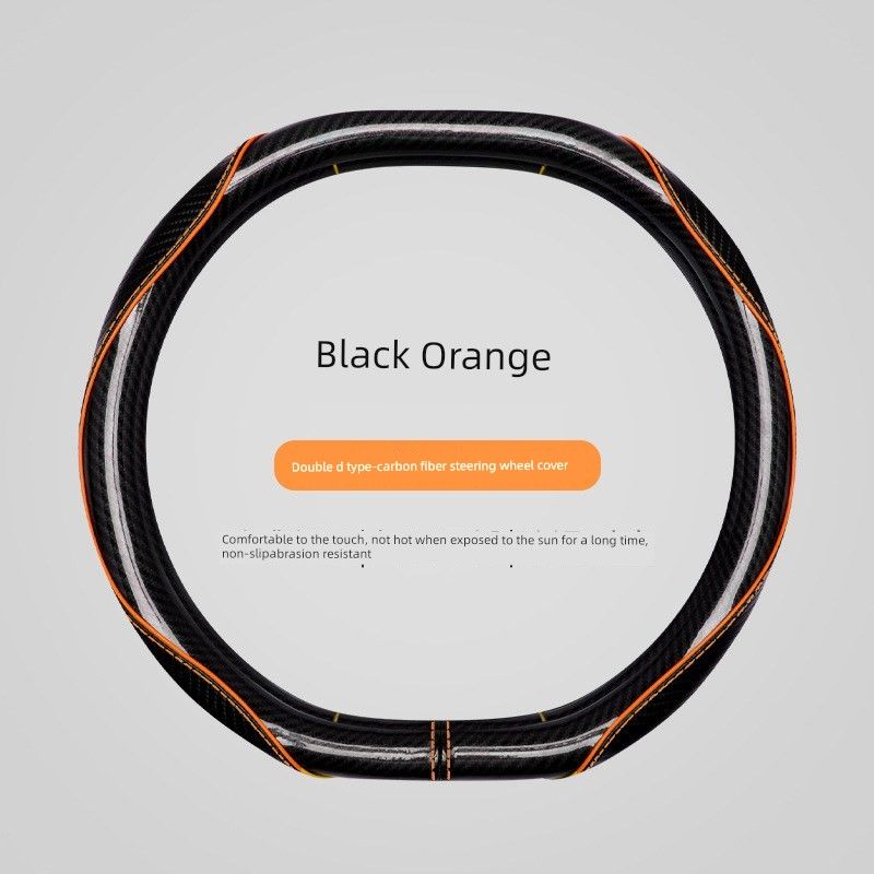 

Manufacturer Produces New Carbon Fiber Handlebar Covers with Stylish Stitching and Leather Car Steering Wheel Covers Suitable for All Seasons 051 Carbon Fiber-Double D-Black Orange