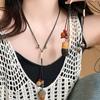 New Chinese ceramic acorn pendant woven rope necklace women's retro ethnic long collarbone chain niche design neck chain