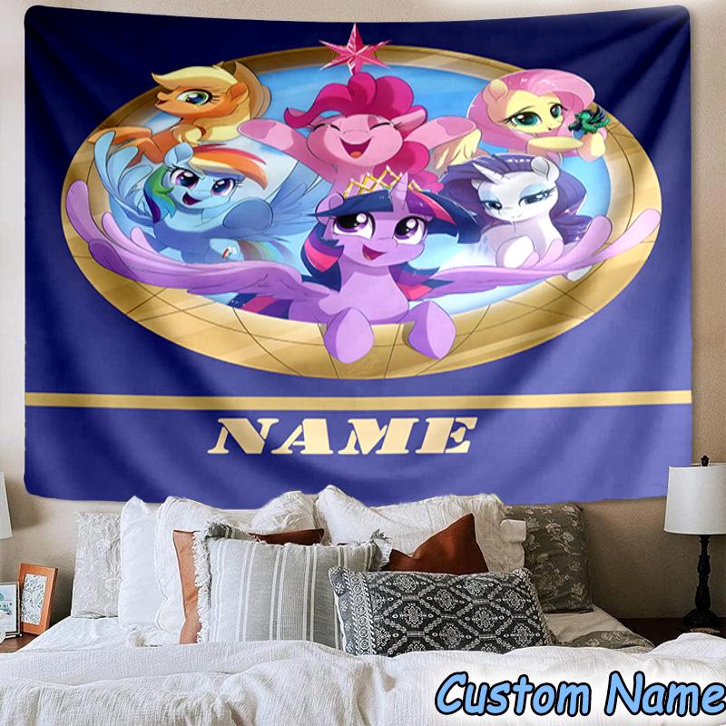 Custom Name Tapestry Rainbow Pony Tapestry, Unique Design Tapestry, Suitable for Bedroom,Livingroom, Playroom,Heartwarming Fan Holiday Gifts