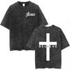 Believe Cross Jesus Christian Faith Over Fear Bible Verse Vintage Washed Tshirts Men Fashion Oversized T Shirts Cotton Tshirt