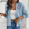 BITCED Hand-Crocheted Floral Sweet Knit Cardigan Sweater Jacket for Women Lazy-Chic Style Casual Oversized Knitwear