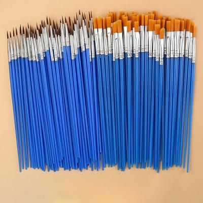 Set de 100 Pinceaux de Peinture Pointus Poils en Nylon Matériel de Peinture 100 Pcs Pinceaux de Peinture à l'Huile Loisirs Créatifs