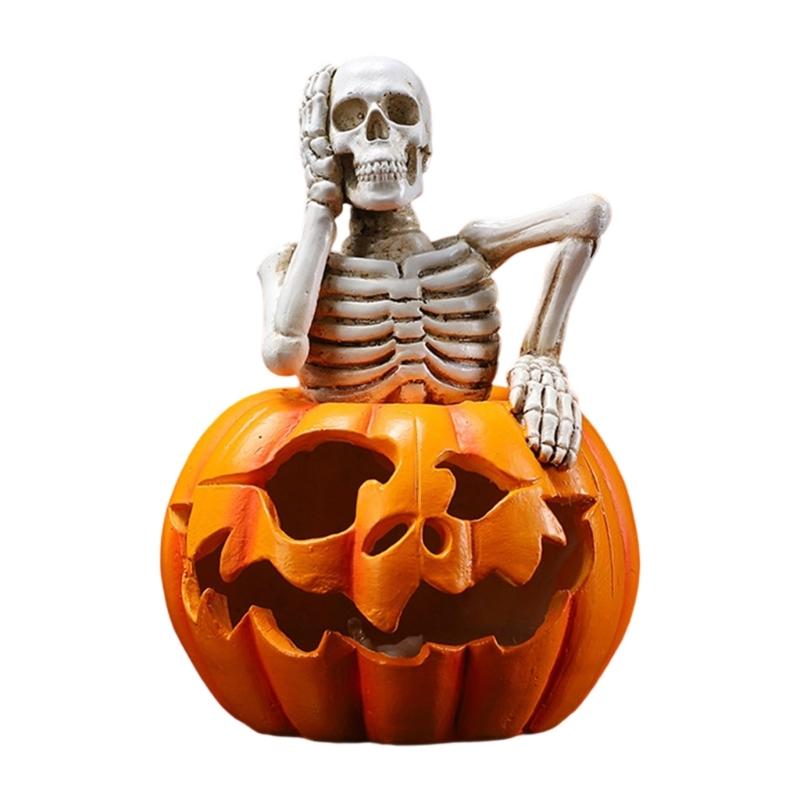 Pumpkin Skull Skull Shaped Lamp Halloween Theme Ornament Stylish Decorative Light Indoor and Outdoor Festives Decoration