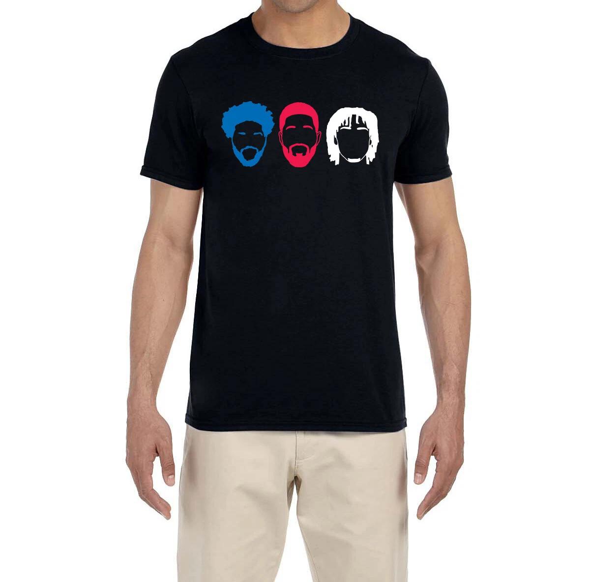 Big 3 Joel Embiid Tyrese Maxey Paul George Logo T-Shirt XXXL