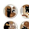Creative Home Wall Embellishments 4Pcs Wooden Cat Decor, 2D Flat Geometric Hollow Art Prints Minimalist Pet Decor Art, Modern Hanging Signs for Living