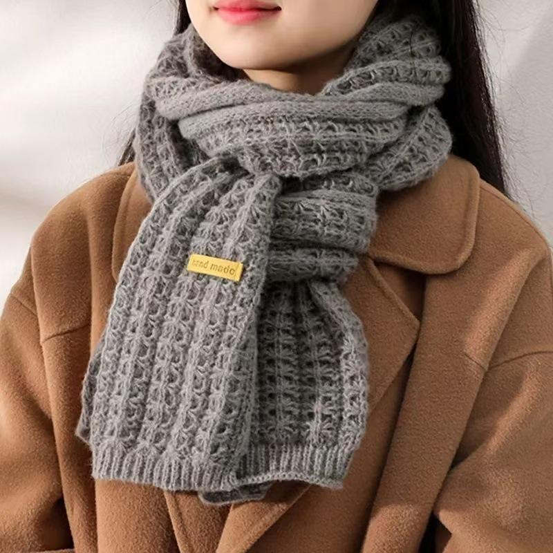 Knitted Scarf with Yarn for Women, Autumn and Winter, Korean Version, Thickened and Warm Shawl Style Scarf