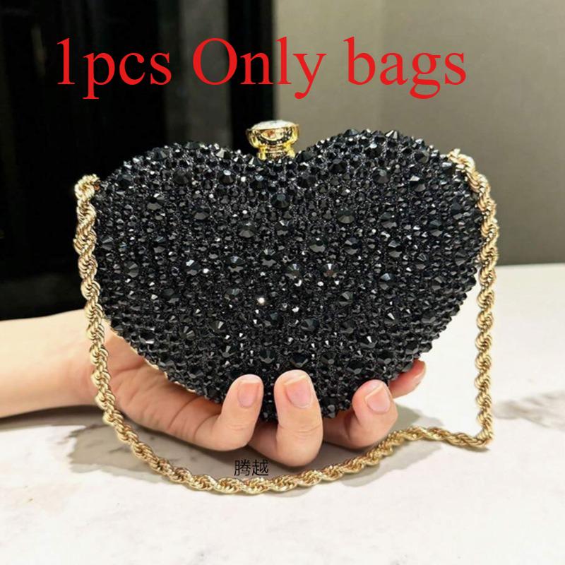 1pcs PU Leather Heart Shape Diamond Bag Women's Chain Shoulder Crossbody Bag Handy Shoulder Bag Suitable for Daily Use