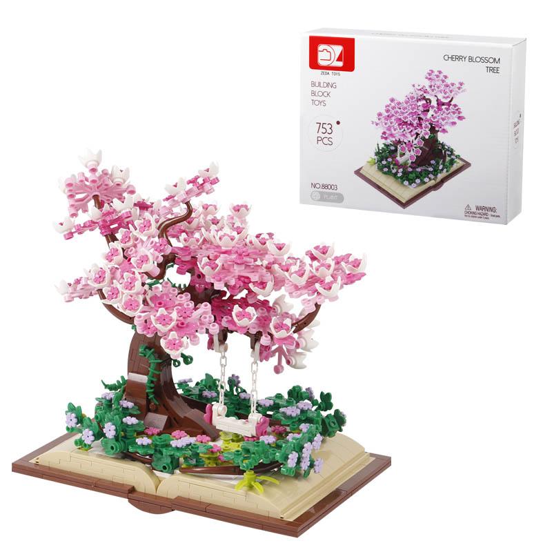 

753 шт. Креативное дерево сакуры на волшебной книге, строительные блоки, цветок вишни, сборные кирпичи, игрушки, подарок для детей NO Box