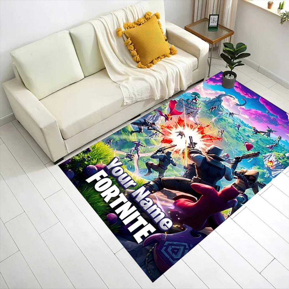 Fortnite Customized Name Floor Rug Office Rug Design for Living Rooms Foyer Dining Room Hallway Anti-slip Rug Anime Office Decor