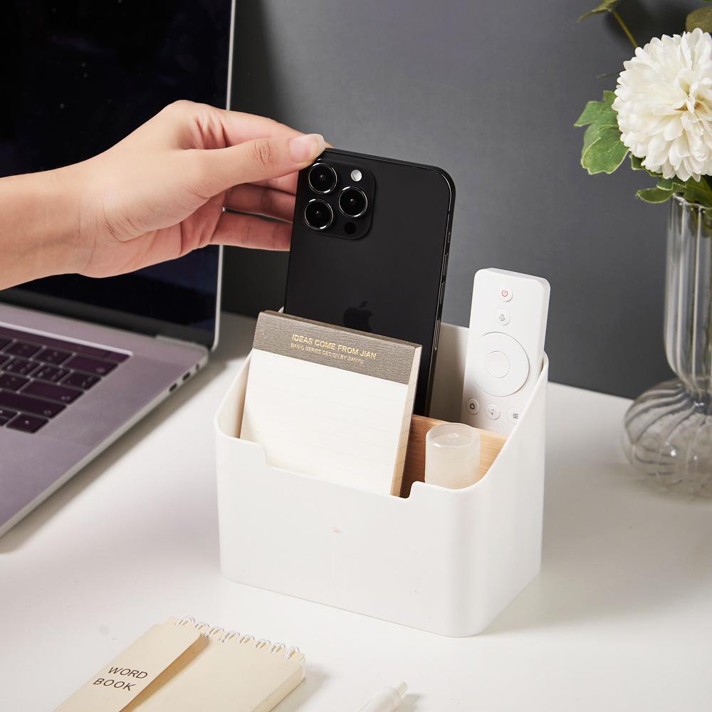 Bamboo & Wood Multifunctional Desktop Organizer for Cosmetics, Makeup Brushes, Stationery, and Remotes