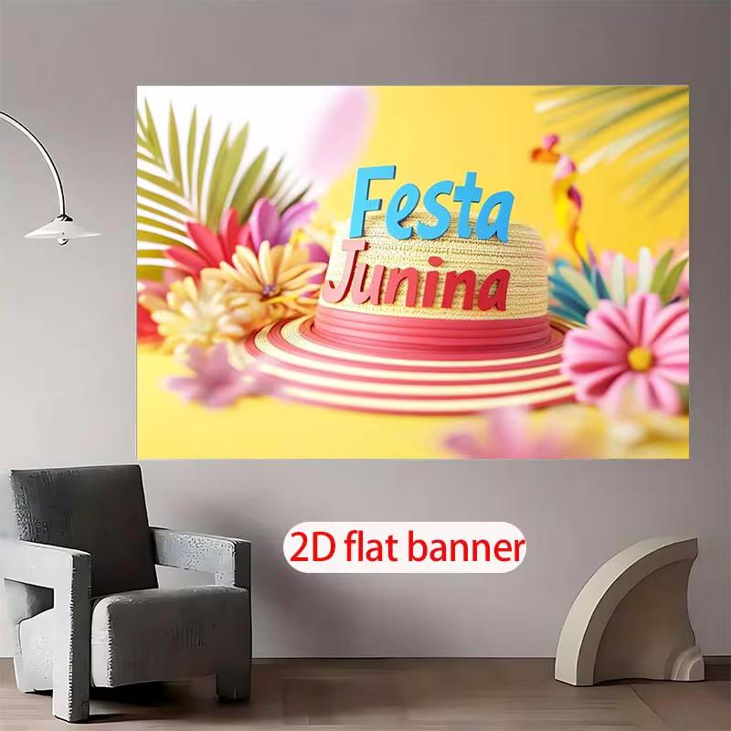 Brazilian June Festival 2D Backdrop, "Festa Junina" Floral Photo Background