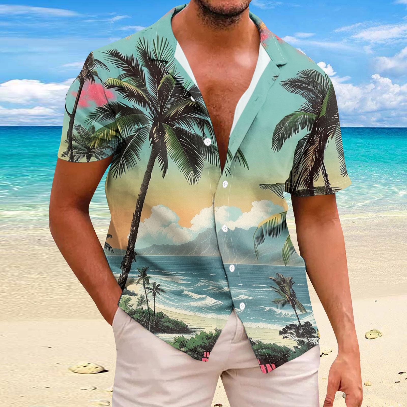 

Рубашка для мужчин, повседневная мода, летняя футболка с коротким рукавом и пуговицами, топ с принтом M