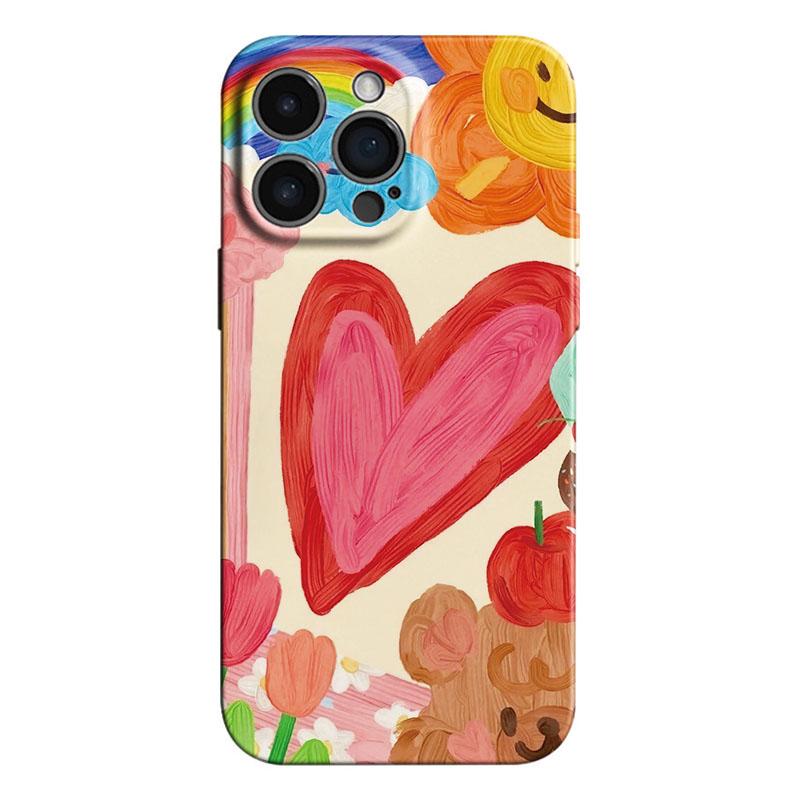 

Cartoon Love Heart Pattern Phone Case for Samsung Galaxy S20 S21 S22 S23 S24 S25 FE Plus Note20 Ultra 4G 5G Glossy Film Hard PC Samsung S25 Plus 5G