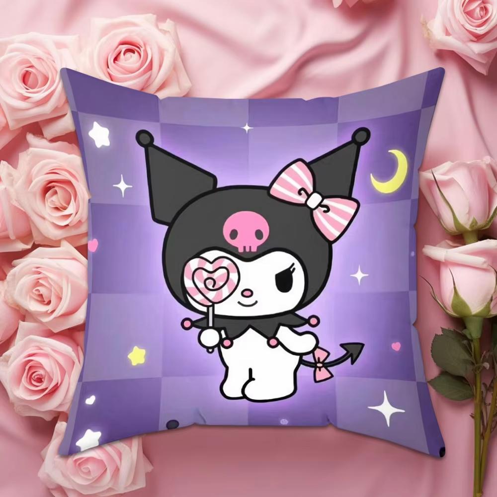 Double Sided Kuromi Pillow Cover Cute Sanrio Character for Sofa Living Room Bedroom Home Decor Interior Gift