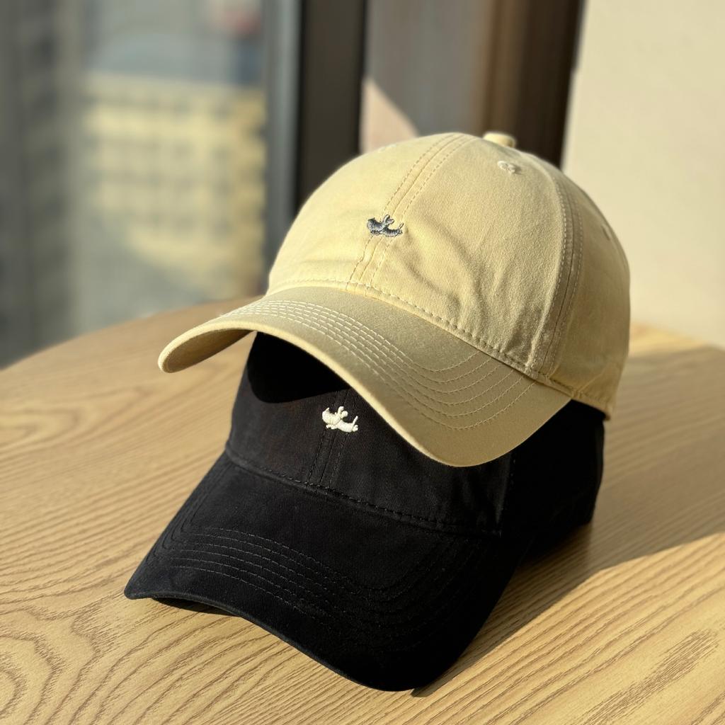 Korean-style versatile baseball cap with puppy embroidery for women, wide brim that makes the face look smaller, pure cotton slimming duckbill cap