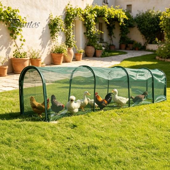 Safe Poultry Enclosure for Outdoors Foldable Chicken Tunnel, Portable Run, Instant Setup, Predator Netting Proof Run Outdoor Yard Protection