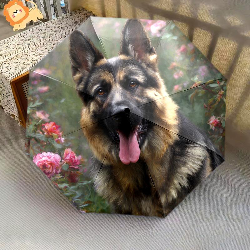 1 PC Automatic Folding Umbrella - German Shepherd Pattern, Portable & Foldable Design with 8 Ribs, Christmas Birthday Gifts
