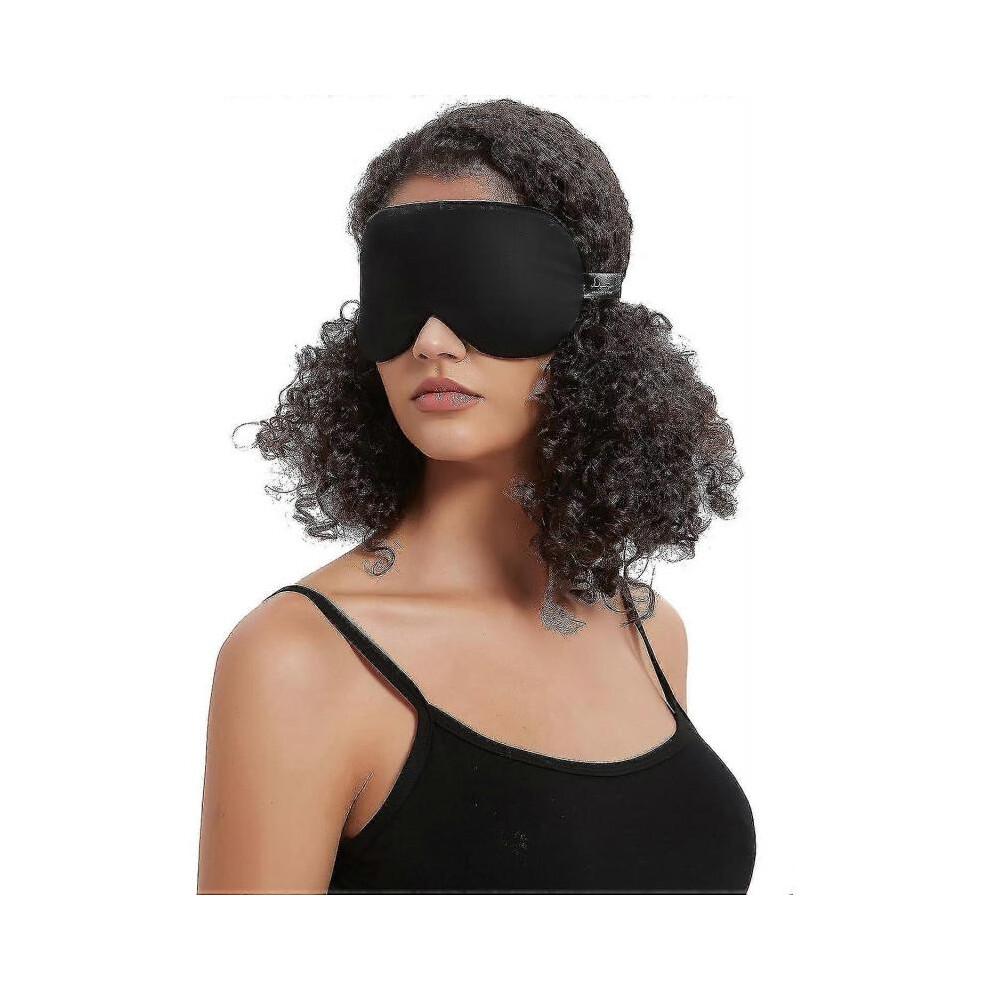 Alaska Bear Sleep Mask Silk Cool - No Pressure Eye Donuts Contour - Handmade, Upgrade Over Conventional "Flat" Masks (Black) New