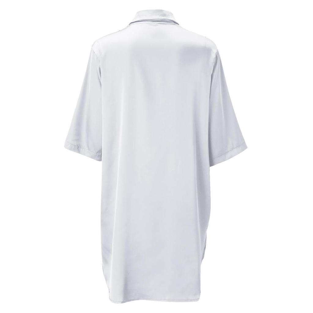 European & American Women's Silky Shirt: Solid Color, Sexy, Smooth Pajamas, and Comfortable Home or Outerwear.