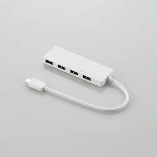 

ELECOM USB A 4 Bus 15cm 3.1 (Gen 1) Hub, Type-C Female, Ports, Powered, Cable, White, U3HC-A429BWH