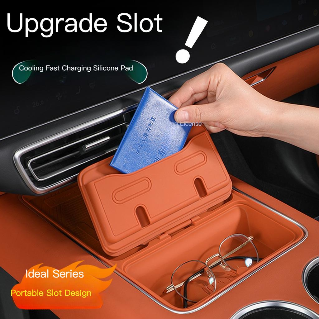 Custom Fit Li Auto for L6/L7/L8/L9/Mega - Silicone Wireless Charger & Cup Mat, Non-Slip Car Interior Anti-Scratch Accessory