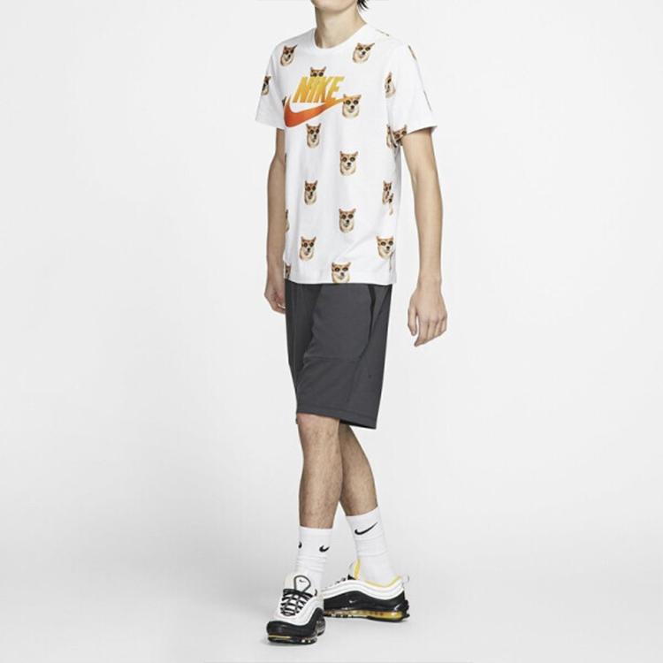Nike Shiba Inu Print Casual Short Sleeve T-Shirt Men Tops White CT6288-100
