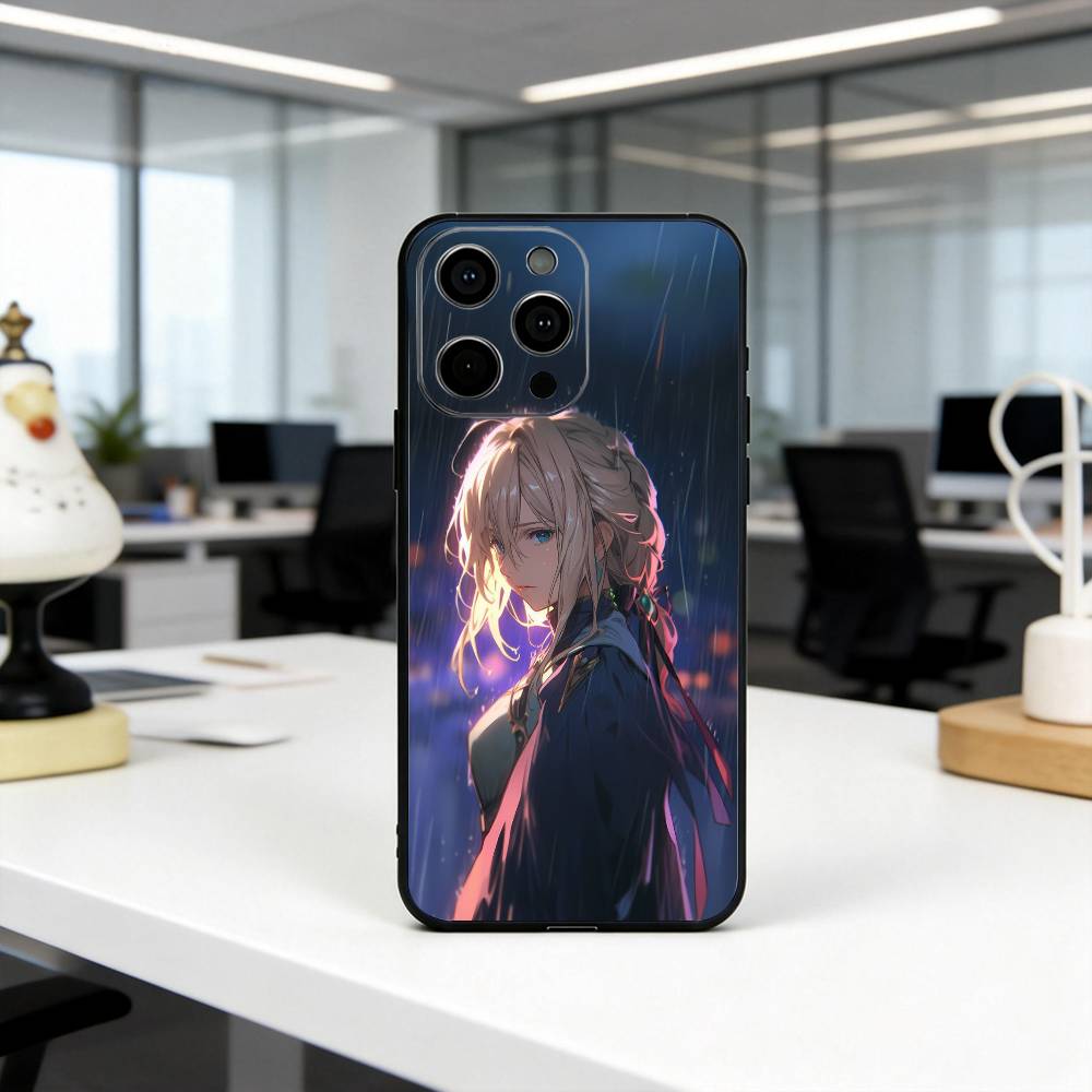 Cute V-Violet E-Evergaden-VE-es Phone Case For iPhone 17,16,15,14,13,12,11 Plus,Pro Max,XS,Soft Silicone Black Cover