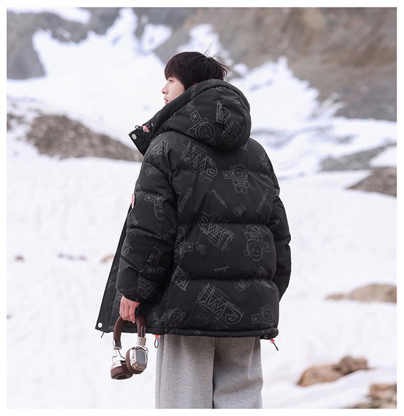 Cross-Border E-commerce Student White Duck Down Jacket: Men's Winter Short Hooded, Windproof, and Warm Thickened for Couples
