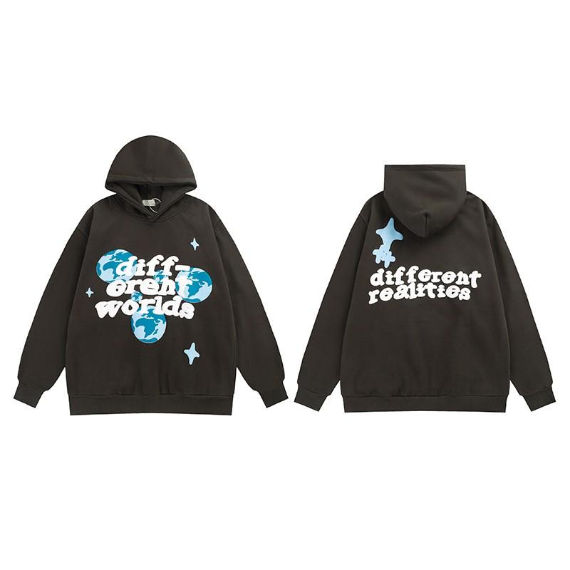 Mens Oversized Hoodie With Retro Moon Print Streetwear Sweatshirt Winter