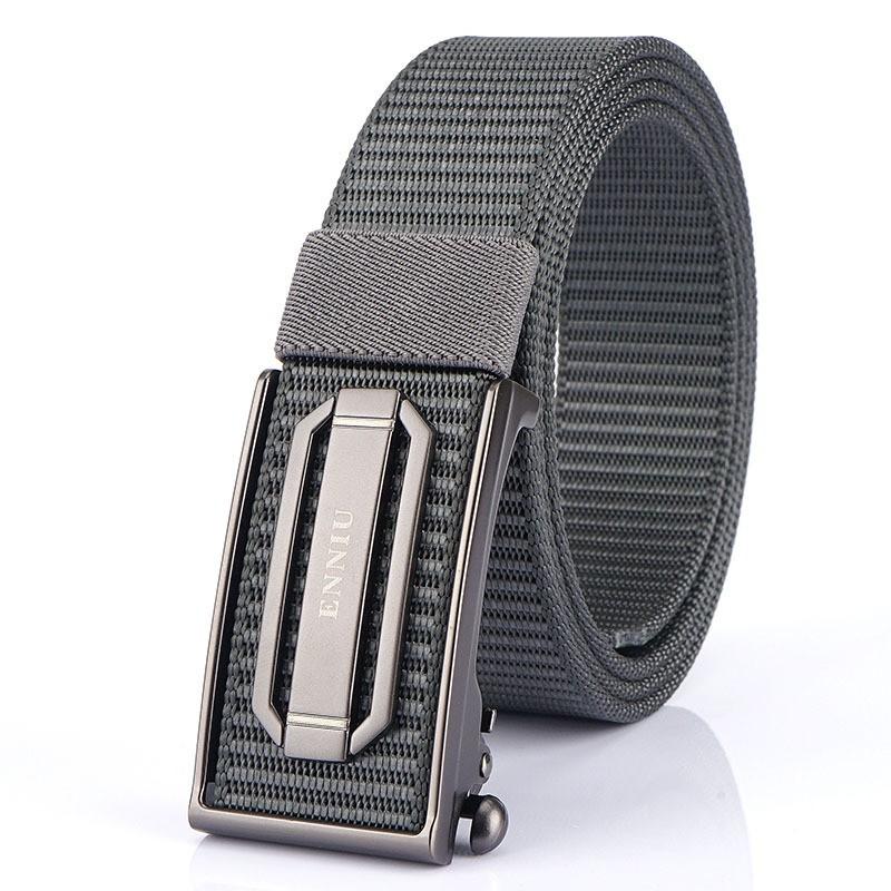 3.5CM Leather Belt Men s Automatic Buckle Canvas Korean Style Fashionable All-matching Simple Nylon Knitted 120cm