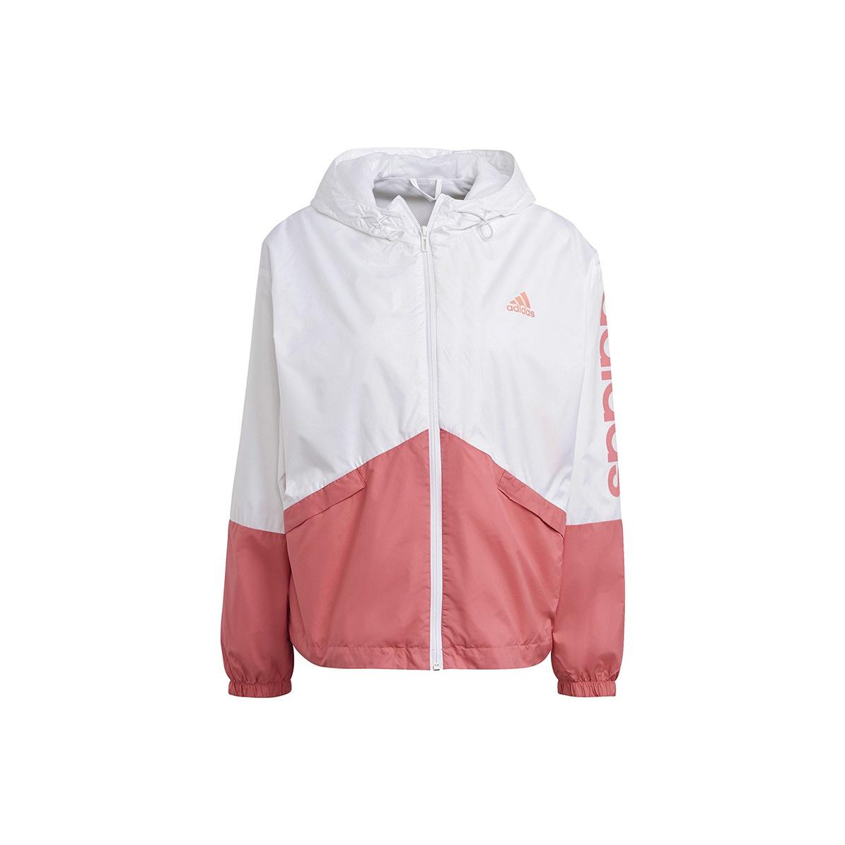 Adidas Women s Windproof Hooded Sports Jacket White Pink GM5623 S