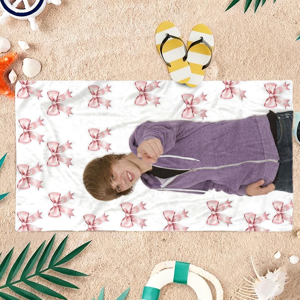 1ks J-Justin B-Bieber Plážová osuška Ružová mašlička Super savá Vhodná na plážovú dovolenku Bazén Letný darček pre priateľov
