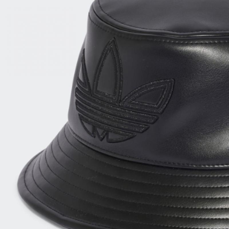 Adidas Trefoil Leather Bucket Hat   Black Iy4055