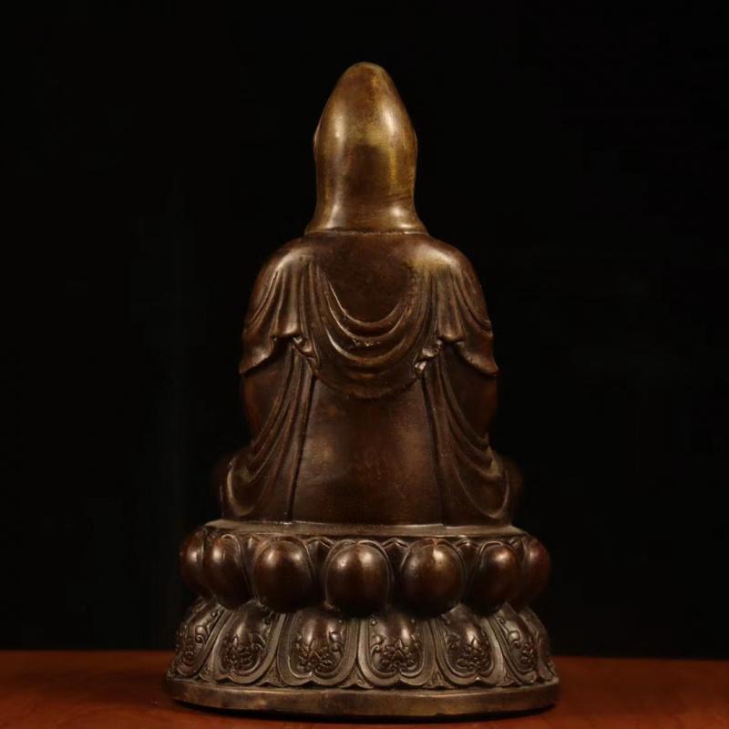 Bronze Bodhisattva Home Worship Buddha Statue Child-Giving Willow Branch South Sea Sitting Lotus Guanyin