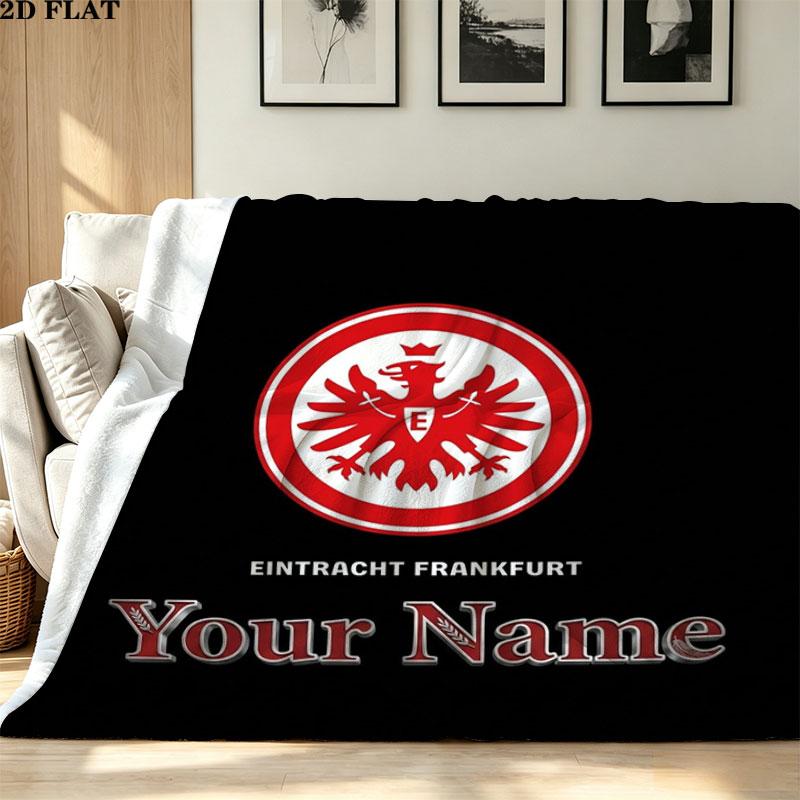 1PC Eintracht Frankfurt Custom Name Patterned Flannel Blanket Suitable For All Seasons for Home Decor Warmth and Comfort Gifts Holiday Present
