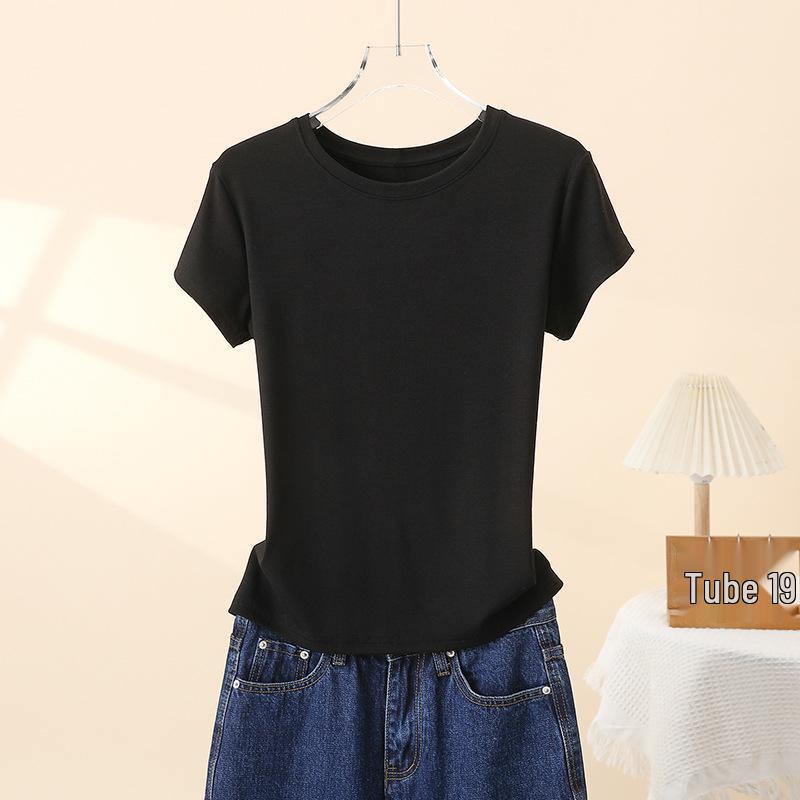 

Women s 2025 Summer Solid Color Round Neck Half Sleeve Tee XL [120-140 lbs]